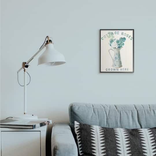 Stupell Industries Off-White Blue & Yellow Country Roses in Milk Tin Black Framed Wall Art